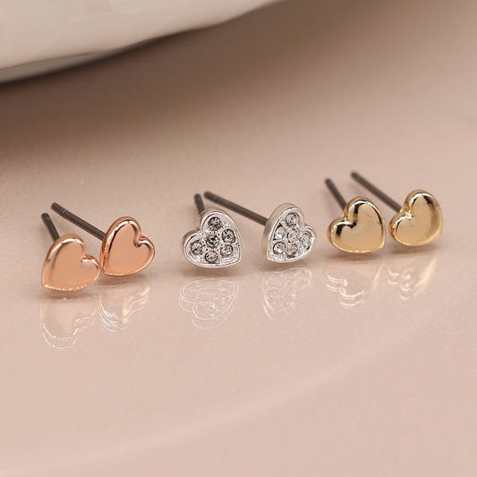 Triple pack heart earrings