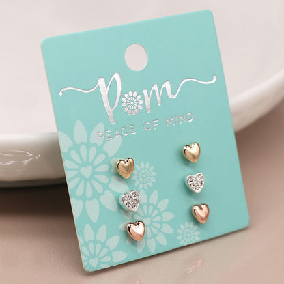 Triple pack heart earrings