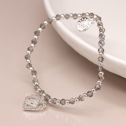 Silver Plate Heart Bead Bracelet
