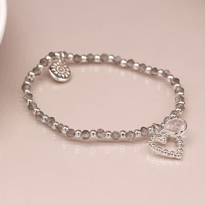 Silver Plate Heart Bead Bracelet