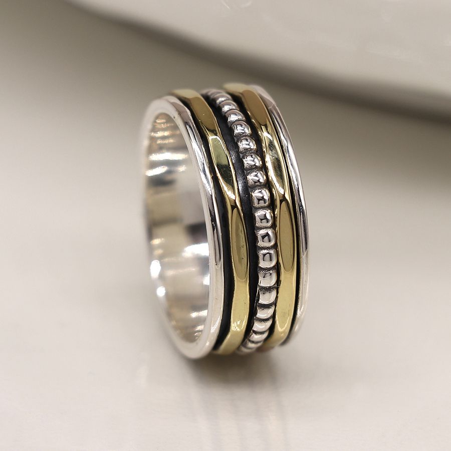 Sterling Silver Spinning Ring - Brass
