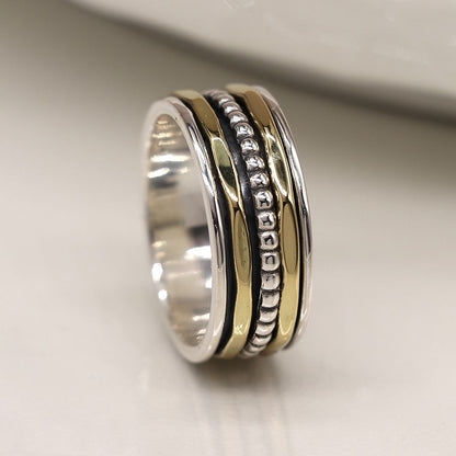 Sterling Silver Spinning Ring - Brass