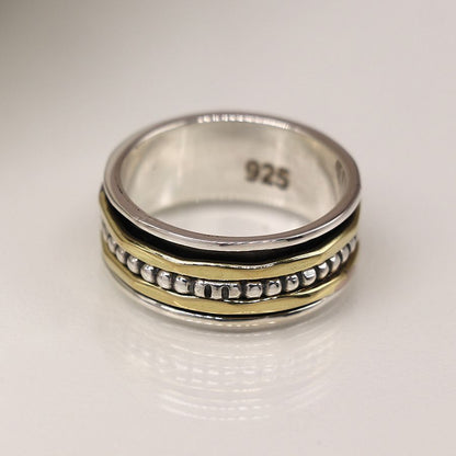Sterling Silver Spinning Ring - Brass