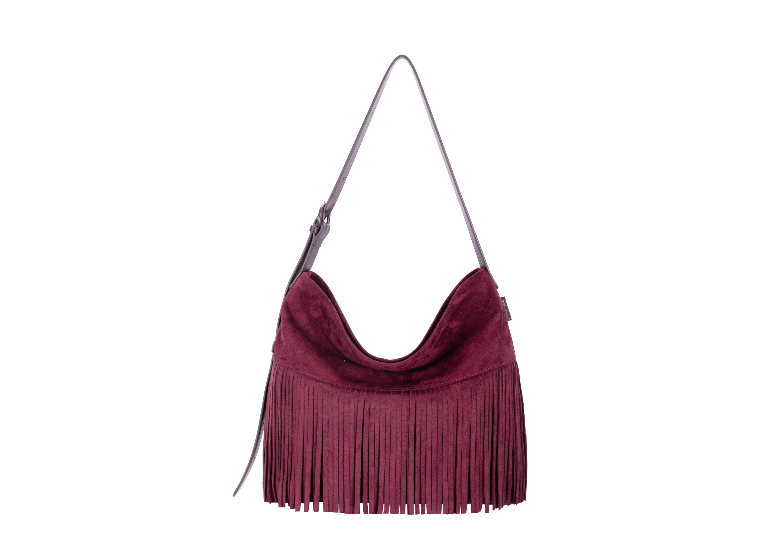 Frilled Cross Body Bag - Dark Bordeaux