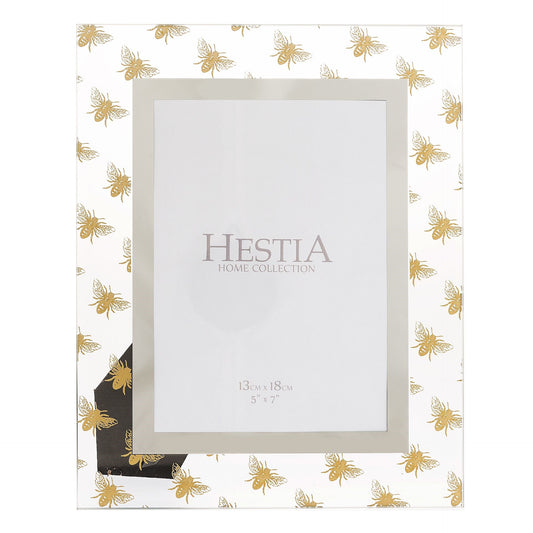 Glass gold bee print photo frame