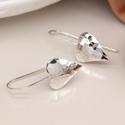 Sterling Silver Hammered Heart Earrings