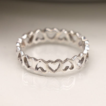 Sterling Silver Hearts Ring