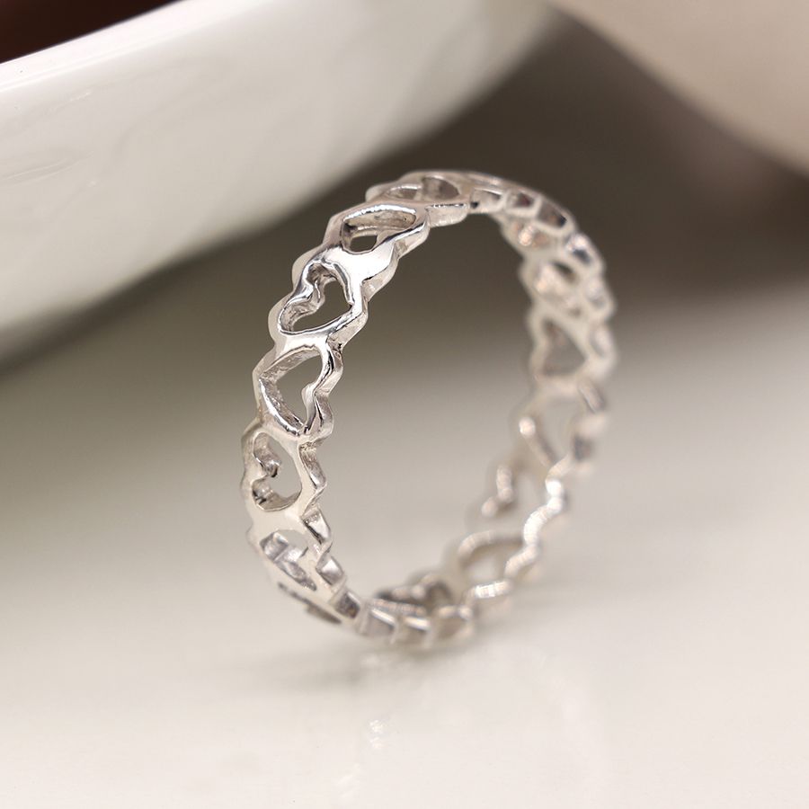 Sterling Silver Hearts Ring