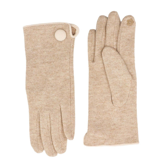 Beige gloves with button detail