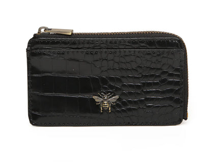 Alice Wheeler Coin and Card Purse - Black Croc