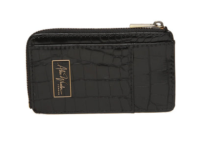 Alice Wheeler Coin and Card Purse - Black Croc