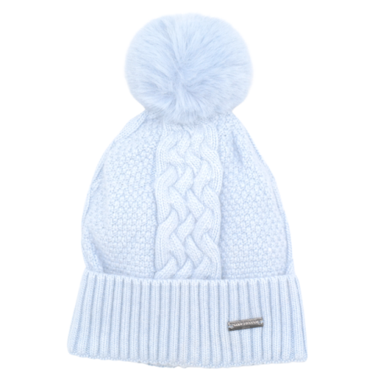 Pompom Twist Hat - Pale Blue