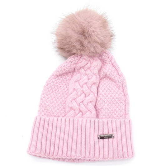 Lilac pompom twist hat