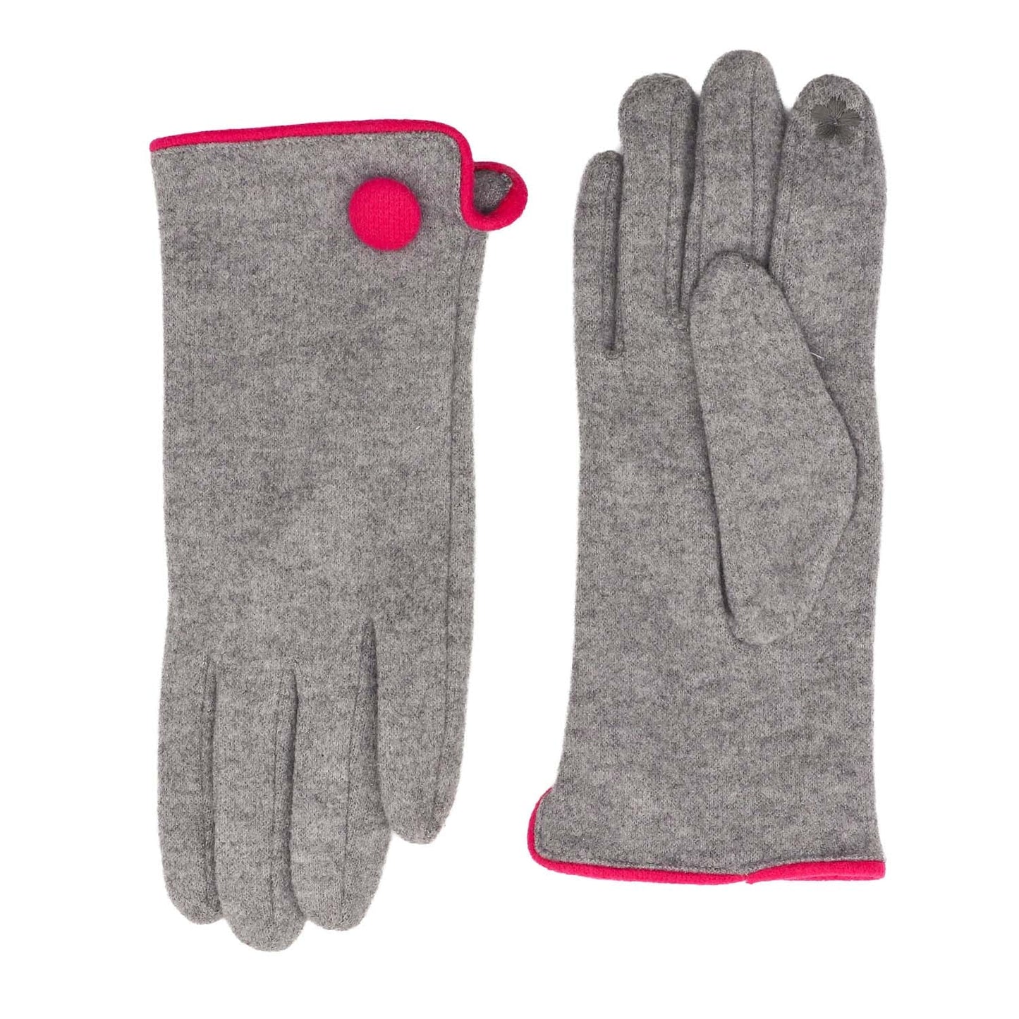 Grey with Pink Detail Gloves