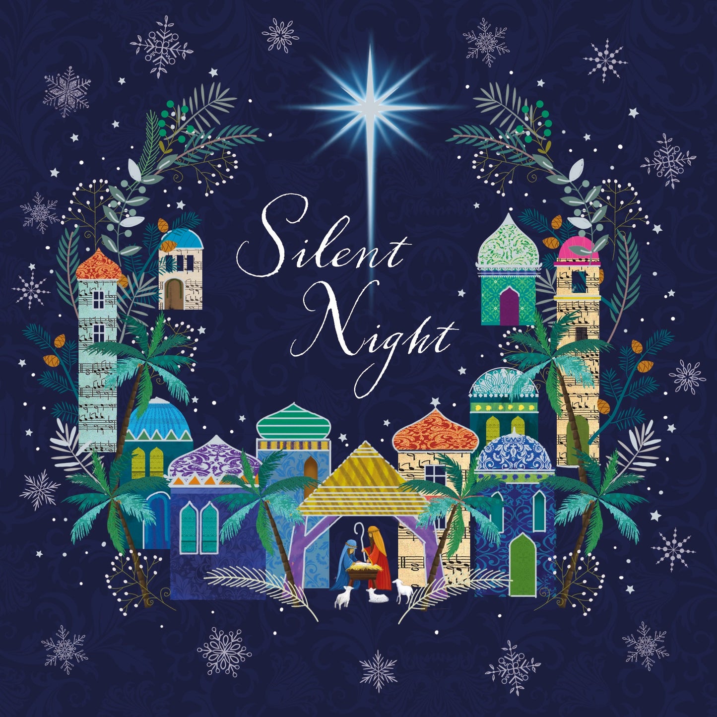 Silent Night Snowflakes Christmas Cards (Pack of 10)